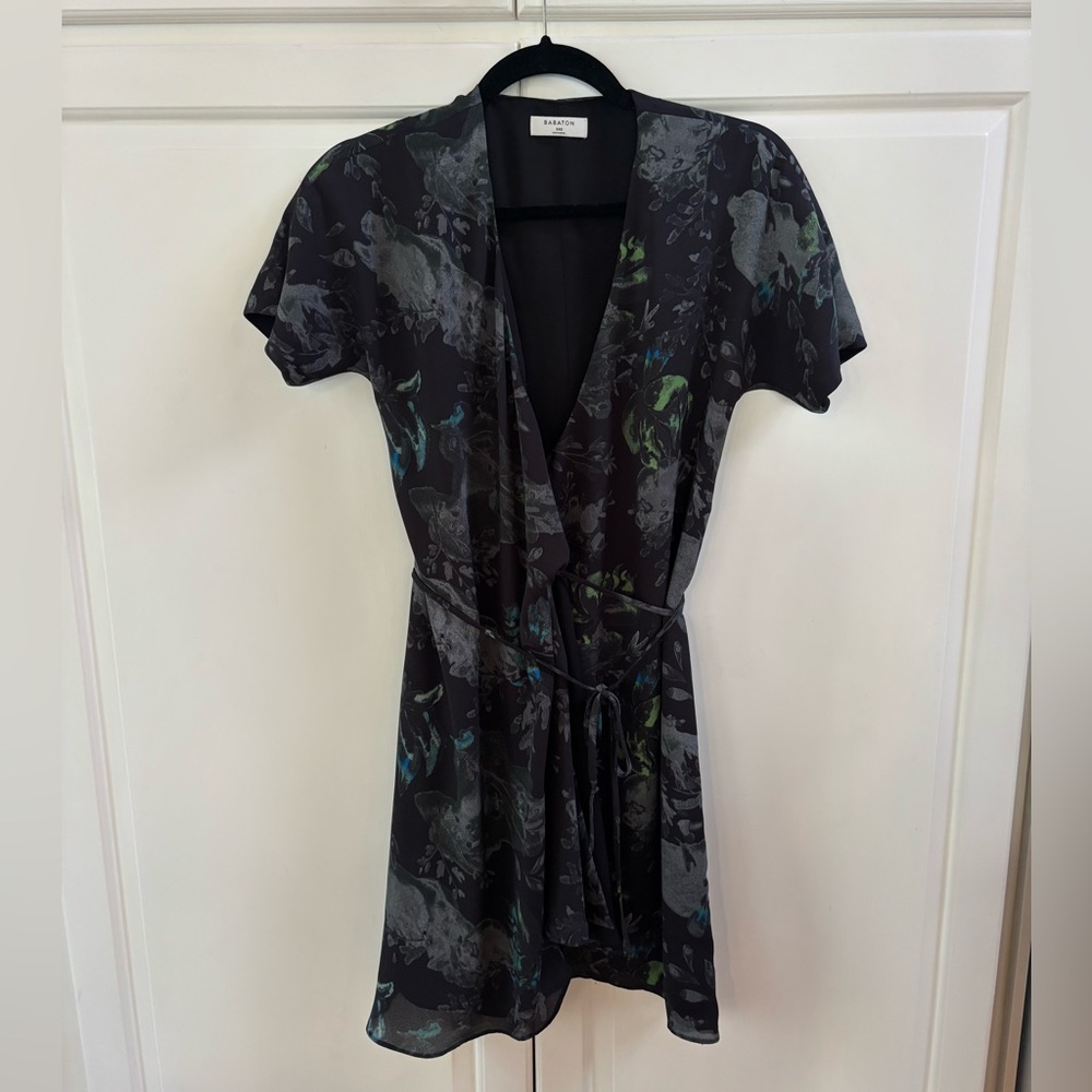 Black Floral Wrap Dress
